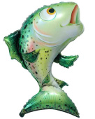 Шар фольга фигура Рыба зеленая 35" 89смВЗ (упак)