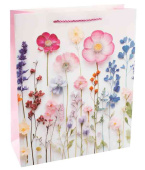 Пакет бумажный S 12х15см Цветочная мелодия Дизайн №1 с блестками