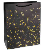 Пакет бумажный M 18х23см Тысячи созвездий Дизайн №3 ЧерныйЗолото Металлик
