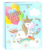 Пакет бумажный M 18х23см Happy Birthday Детский праздник Дизайн №4 Металлик Пакет бумажный M 18х23см Happy Birthday Детский праздник Дизайн №4 Металлик