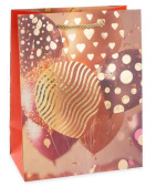 Пакет бумажный L 26х32см Невероятные шарики Дизайн №2 Золото Металлик ДБ