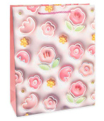 Пакет бумажный XL 31х41см Цветочная россыпь Дизайн №4 Металлик