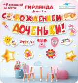 Гирлянда с пожеланиями С Рождением Дочки 200см МирП