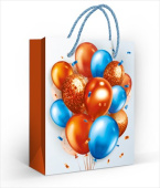 Пакет бумажный S 12х15см Оранжевые шары