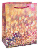 Пакет бумажный M 18х23см Гламур Дизайн №1 Розовый с блестками