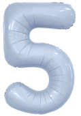 Шар фольга Цифра 40" AG Slim Небесный "5" (упак)