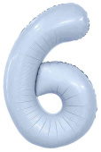 Шар фольга Цифра 40" AG Slim Небесный "6" (упак)