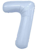 Шар фольга Цифра 40" AG Slim Небесный "7" (упак)