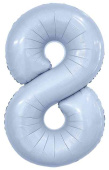 Шар фольга Цифра 40" AG Slim Небесный "8" (упак)