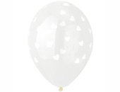 Шар латекс с рисунком 14"Bb кристалл Сердца белые шелкогр (25шт)