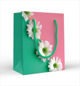 Пакет бумажный MS 14х18см Три белые герберы