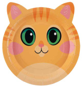 Тарелки бумажные Объемные Ушки Котик 180мм (уп6) ВВ