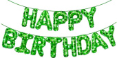 Шар фольга Буквы надпись Happy Birthday Пиксели Зеленый 16" 41смFL