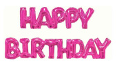 Шар фольга Буквы надпись Happy Birthday Фуше 17" 43смFL
