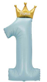 Шар фольга Цифра 40"FL Голубой "1" Золотая корона (упак)