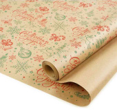 Бумага крафт рулон 70х9,14м С Новым годом! Красный Зеленый