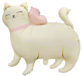 Шар фольга фигура Кошечка с бантом Сатин 27" 69смFL (упак)