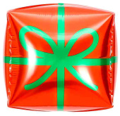 Шар фольга с рисунком 22"FL куб Подарок КрасныйЗеленый 27048