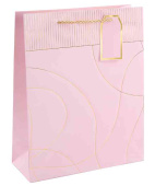 Пакет бумажный XL 31х41см Тонкие линии Дизайн №3 Розовый Металлик