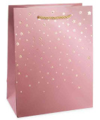 Пакет бумажный L 26х32см Звездное сияние Дизайн №1 Розовый Металлик