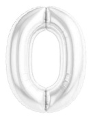 Шар фольга Цифра 40" AG Slim Белый блеск "0" (упак)