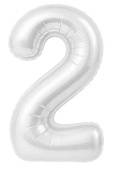 Шар фольга Цифра 40" AG Slim Белый блеск "2" (упак)