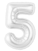 Шар фольга Цифра 40" AG Slim Белый блеск "5" (упак)