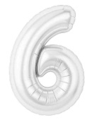 Шар фольга Цифра 40" AG Slim Белый блеск "6" (упак)