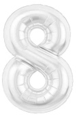 Шар фольга Цифра 40" AG Slim Белый блеск "8" (упак)