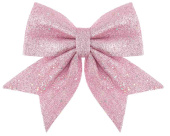 Декоративное украшение бант Праздничный Розовый с блестками 15х20см ВВ