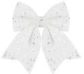 Декоративное украшение бант Праздничный Белый с блестками 15х20см ВВ