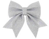 Декоративное украшение бант Праздничный Серебро с блестками 15х20см ВВ