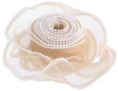 Лента Органза с леской и бусинами 4х4,57м Шампань