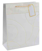 Пакет бумажный XL 31х41см Тонкие линии Дизайн №1 Светлое серебро Металлик