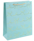 Пакет бумажный L 26х32см Милые бантики Дизайн №2 Бирюзовый Металлик