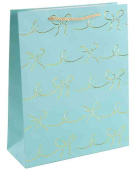 Пакет бумажный XL 31х41см Милые бантики Дизайн №2 Бирюзовый Металлик