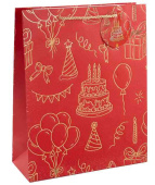 Пакет бумажный M 18х23см Праздничный Дизайн №1 Красный Металлик