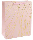 Пакет бумажный MS 14х15см Золотые нити Дизайн №1 Светло-розовый Металлик