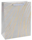 Пакет бумажный MS 14х15см Золотые нити Дизайн №3 Серебро Металлик