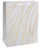 Пакет бумажный M 18х23см Золотые нити Дизайн №2 Белый Металлик