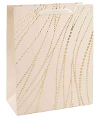 Пакет бумажный M 18х23см Золотые нити Дизайн №4 Кремовый Металлик