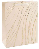 Пакет бумажный L 26х32см Золотые нити Дизайн №4 Кремовый Металлик