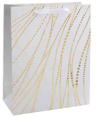 Пакет бумажный XL 31х41см Золотые нити Дизайн №2 Белый Металлик