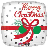НГ Шар фольга с рисунком 18"An квадрат Горошек Рождество