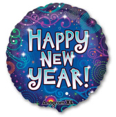 НГ Шар фольга с рисунком 18"An круг Новый год Фейерверк
