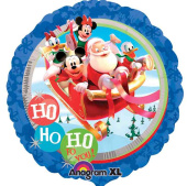 НГ Шар фольга с рисунком 18"An круг Санта и Микки с друзьями
