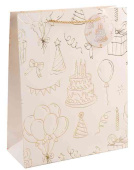 Пакет бумажный M 18х23см Праздничный Дизайн №2 Кремовый Металлик