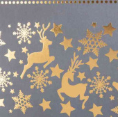 НГ Коробка прямоугольник 27х19х7см Золотые Олени Серый