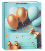 Пакет бумажный L 26х32см Праздничные шары Дизайн №4