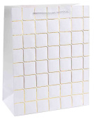 Пакет бумажный L+ 31х44см Золотые квадраты Дизайн №3